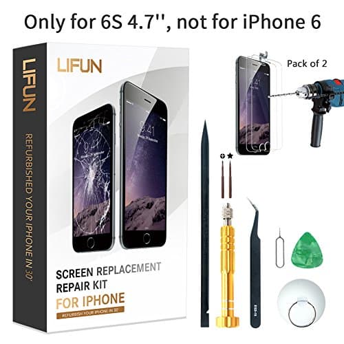 Screen Replacement for iPhone 6S BLACK COLOR 4.7'' with Tools,Instruction and 2 Screen Protectors,OEM Repair Kit(for 6S 4.7'' BLACK Only)