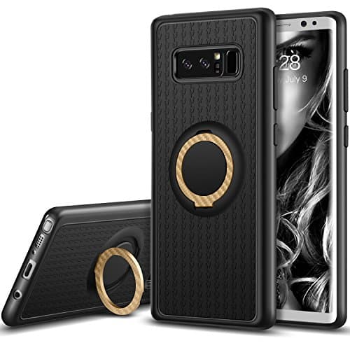 Galaxy Note8 Case, GeekZone Samsung Galaxy Note 8 Ultra Slim Soft TPU Protection Case Shockproof and Anti-Scratch Back Texture Lightweight Case Cover Ring Holder Kickstand-gold