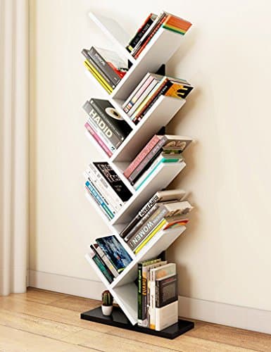 Storage shelves SUBBYE Floor Standing Bookshelf Tree Shape Simple Modern Living Room Bookshelves Personality Bedroom Children's Bookshelves Multi-color Optional (Color : Black walnut+white)