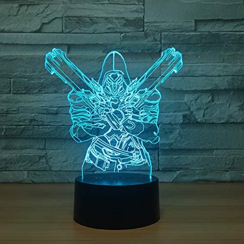 OW Reaper 3D LED Illusion Night Light Desk Table Nightlight with USB Charging & Touch Switch Art Decor for Home Room Shelf Bedside