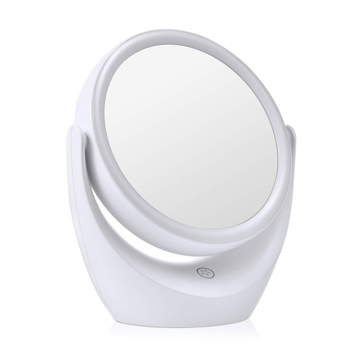 Tememdy LED Lighted Makeup Vanity Mirror Rechargeable, Double Sided Magnifying Makeup Mirror, 1x/5x Magnification 360 Degree Swivel with Dimmable Touch Screen