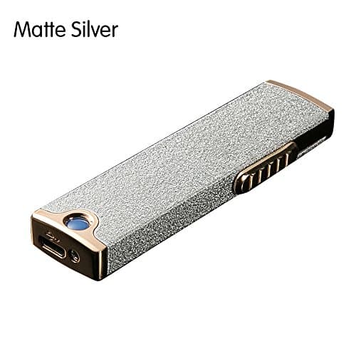Boonfire MINI USB Rechargeable Double-sides Windproof Coil long battery life Slim Electronic Lighter Set with USB Charging Cable Gift box and No Gas Flameless Cigarette Lighter 2.0(gold)