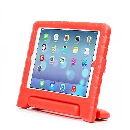 iPad Air 2 Case, Husidy Apple iPad Air 2 Case for Kids [Shockproof] Light Weight Super Protection Convertable Cover Handle Stand Case for iPad Air 2 (Red)