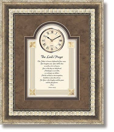 Large Framed Wall Clock with Christian Sentiments, The Lord's Prayer, 18 Inch