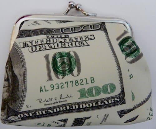 100 Dollar Bill Design Change Purse with Snap