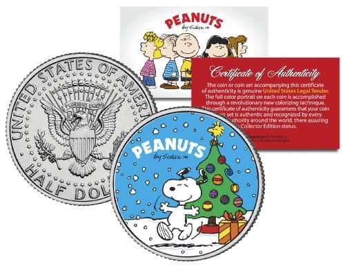 Peanuts "Snoopy with Christmas Tree" JFK Half Dollar U.S. Coin *Licensed*