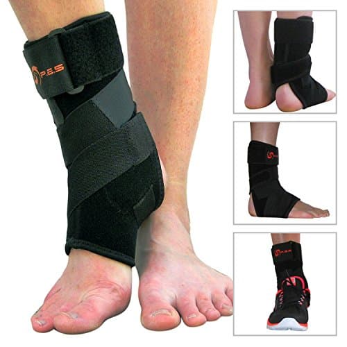 Ankle Brace by PES, Adjustable Comfortable Compression, 100%, Best Support Foot Stabilizer for Athletics, Reducing risk of Injury, Sprain Recovery, Joint Pain and More!