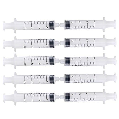 CNBTR 5.12" Transparent Plastic Screw Type 20MLCapacity Liquid Hand Push Dispensing Syringe for Industrial Pack of 10