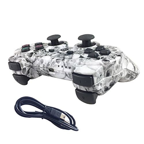 Nesada Wireless Bluetooth Controller For PS3 Double Shock (White Skull)