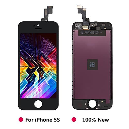 iPhone 5s Screen Replacement, iPhone 5s Black LCD Display Screen Touch Screen Digitizer Repair Kit Assembly Set with Free Tools