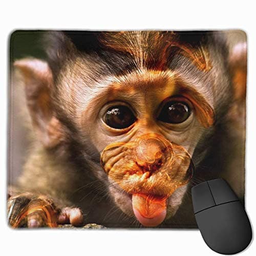 Liliynice Gaming Mouse Pads Monkey Mouse Mat Stitched Edge Non-Slip Rubber Base Mousepad 10"x12" Inch Computer Black Mouse Mat Large