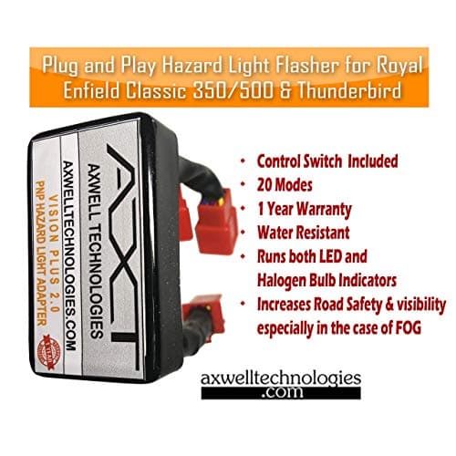Axwell Technologies Vision Plus 2.0 2 in 1 Plug and Play Hazard Light Flasher for Royal Enfield Classic and Thunderbird