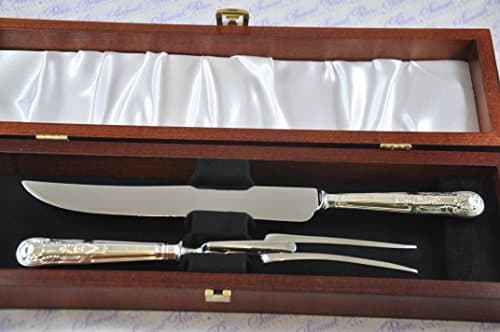 New Sterling Silver Kings Pattern 2 Piece Carving Set Cased Made In Sheffield England 2016