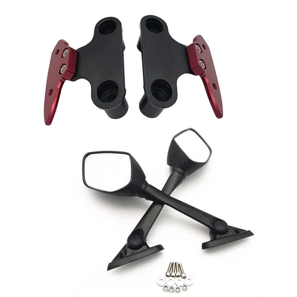 Semspeed Motorcycle Handlebar Rearview Side Mirrors with Mirror Transfer Bracket for Yamaha X-max 250 300 2017 2018 2019. (Red)