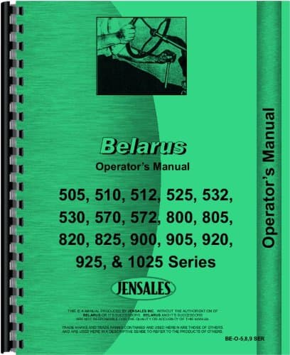 Belarus 805 Tractor Operators Manual Unknown Binding