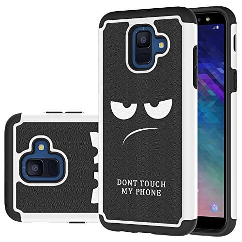 Samsung Galaxy A6 Case, LEEGU [Shock Absorption] Dual Layer Heavy Duty Protective Silicone Plastic Cover Rugged Case for Samsung Galaxy A6 2018 - Don't Touch My Phone