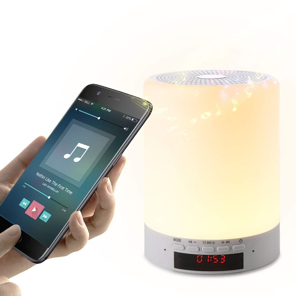 Night Light Bluetooth Speakers, Wake up Light,Touch Control Bedside Lamp Portable Table Lamp Color Speaker Light Music Player,As a Birthday Present.