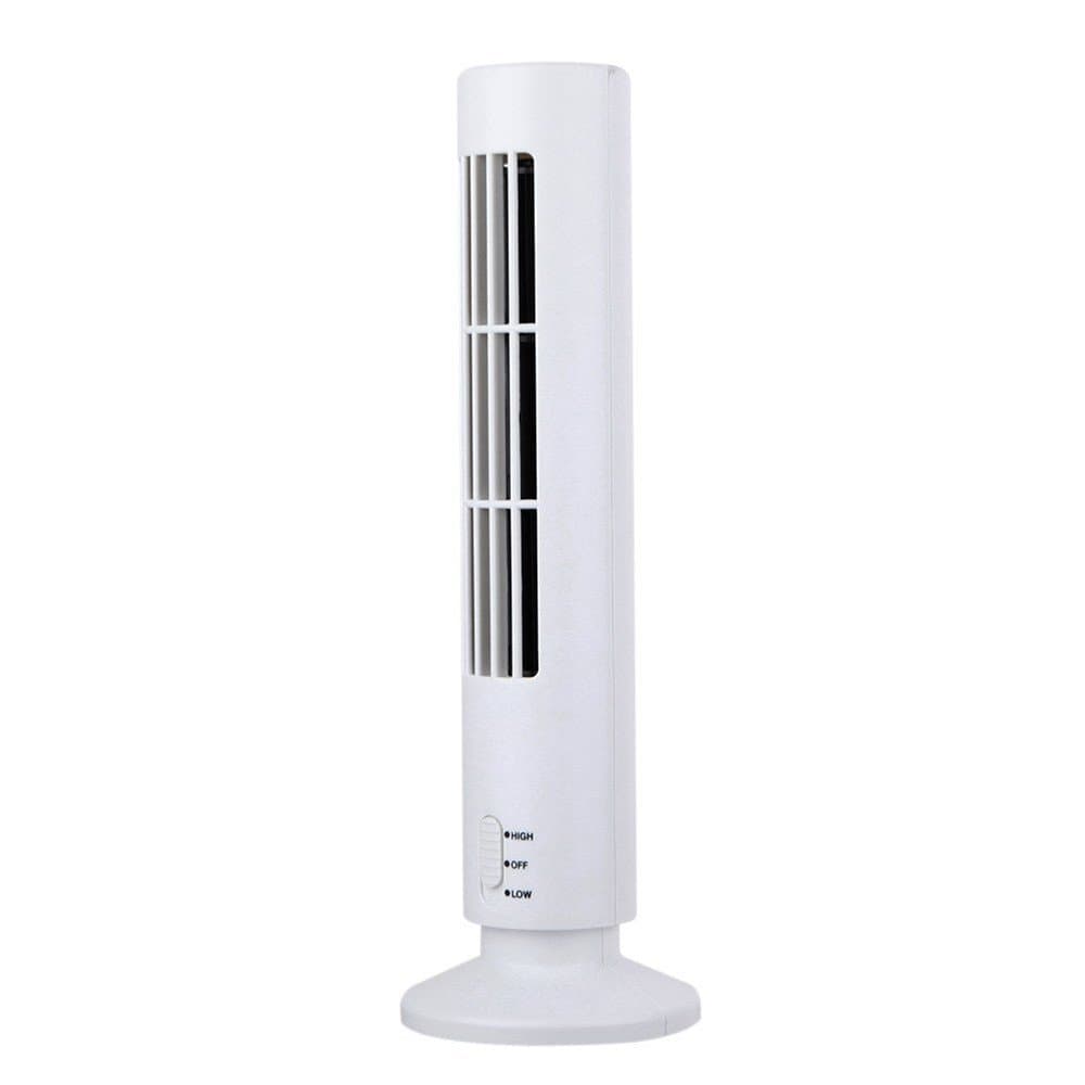 Mini Portable Remote Control USB Cooling Air Conditioner Purifier Tower Bladeless Desk Fan,Timer Shut-Off Function & Dust Filter (White)