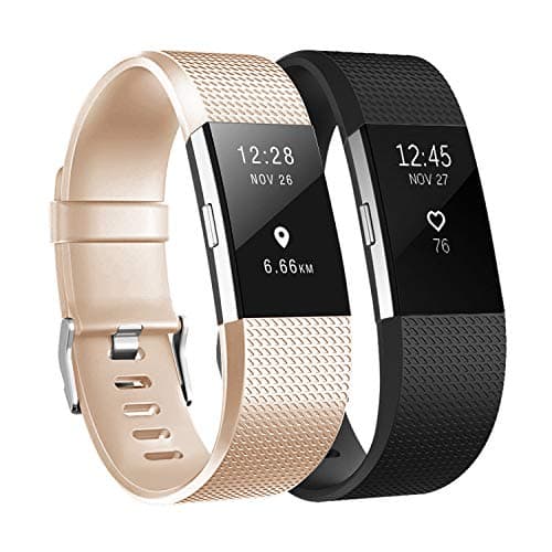 Fundro Replacement Bands Compatible with Fitbit Charge 2, 2 Pack Classic & Special Edition Adjustable Sport Wristbands