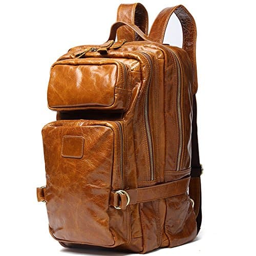 CoCosion Genuine Leather Men's High Capacity Backpack