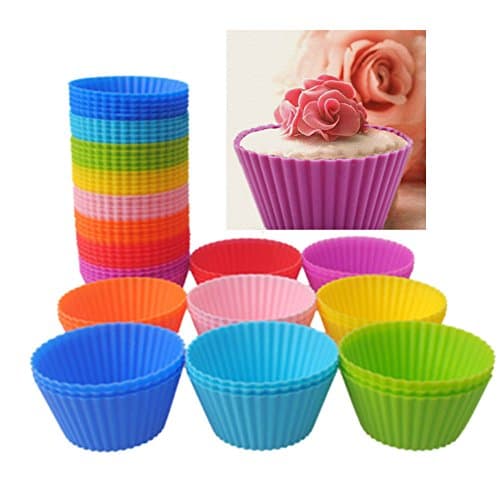 Baking Cups, Windspeed Silicone Cupcake Liners, Reusable &amp; Nonstick Muffin Cups Cake Molds, 24 Pack (6 Colors)