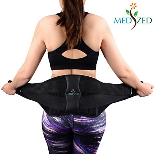 MEDIZED® Premium Quality Back Brace Lower Back Pain Relief Support Belt for Sciatica, Scoliosis or Herniated Disc (with Removable Pad, Medium)