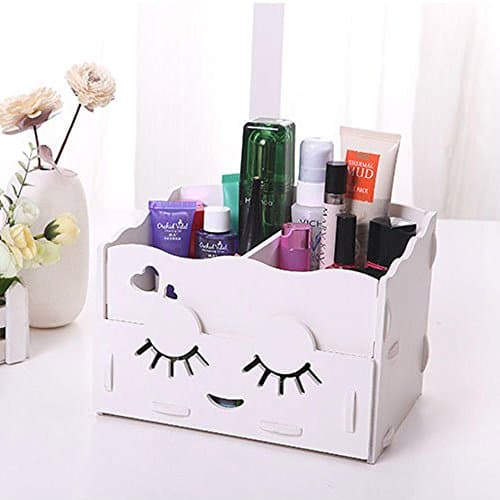 Creative Small Wood Cat Cosmetics Make up Storage Box Colors with Two Drawers