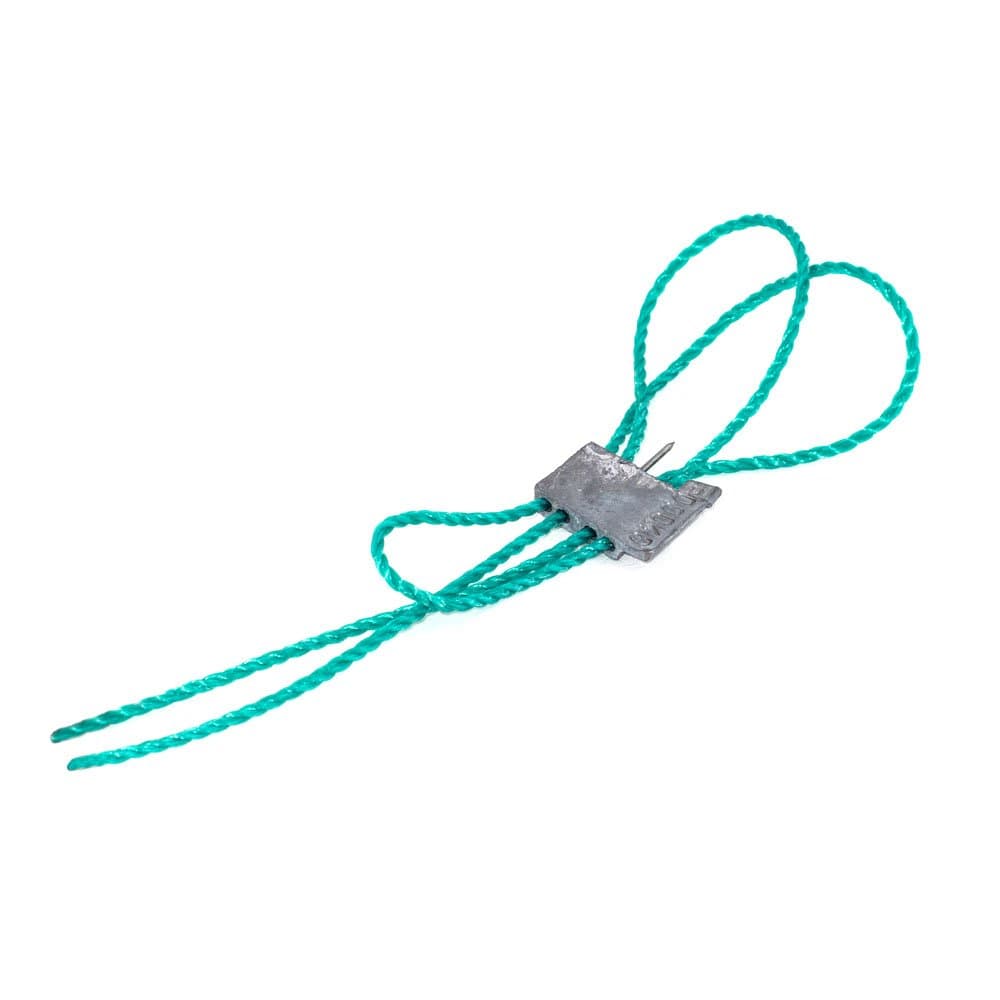 BFSeals correlative numbered rectangular lead seal with spike and polypropilene green cord. 200 pcs.