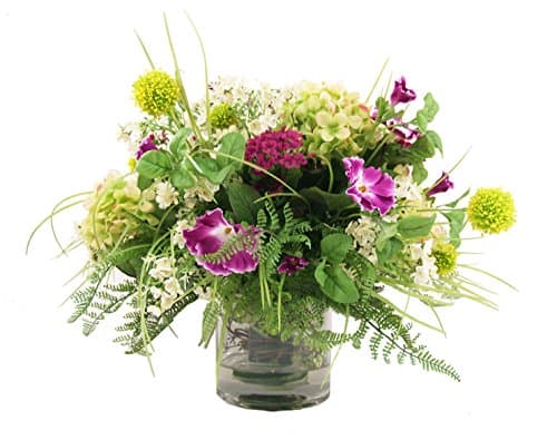 Creative Displays Heather, Grass and White Thistle in White Ceramic Container