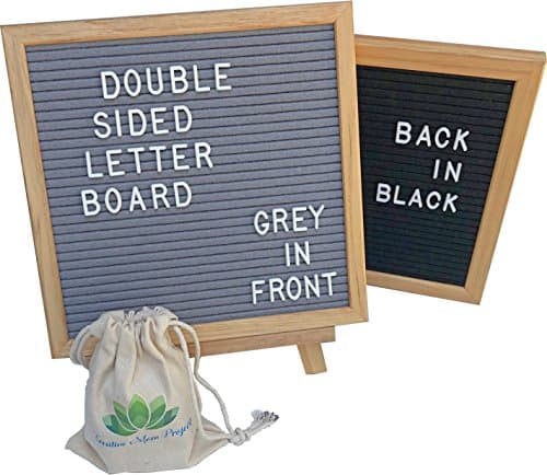 Double Sided Letter Board - Black Felt on Front &amp; Grey Felt on Back - Two Felt Letter Boards for the Price of One - Oak Wooden Letter Board Frame - 340 Board Letters