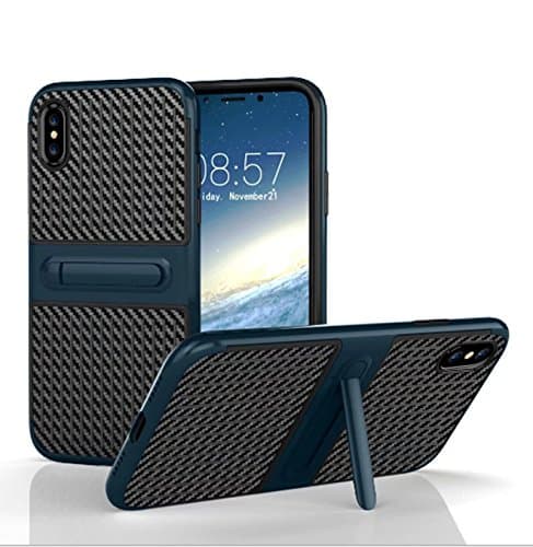 NEW IPHONE X Anti-Fall Protection Shockproof Cellphone Support Armor Hard TPU pc Cellphone case (Navy Blue)