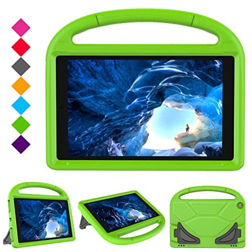 Case for F i r e H D 10 Tablet (5th Gen, 2015 Release / 7th Gen, 2017 Release),Kids Friendly Shock Proof Light Weight Convertible Handle Stand Case Cover for F i r e H D 10.1 Inch Tablet (Green)