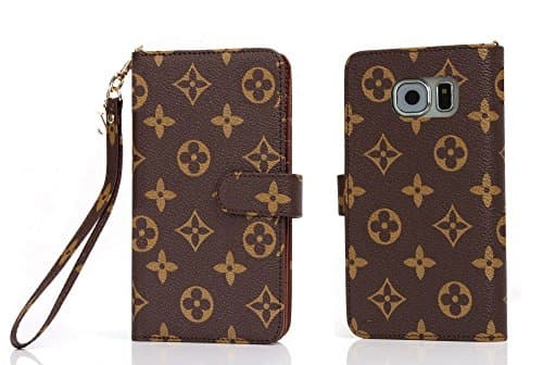 For Samsung galaxy s 6 7 8 + plus note Luxury Famous Deluxe Monogram Flowers Grid Leather Flip Filo Wallet Bag Card Cash Case Cover S (Flowers, Samsung galaxy note 5)
