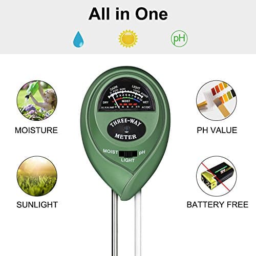 Soil pH Meter, Bodear 3-in-1 Soil Tester Kit with Moisture, pH Value and Light Sensor for Indoor &amp; Outdoor Plants Care, Easy to Use and Fast Read, A Must-Add to Garden &amp; Lawn(No Battery Needed)