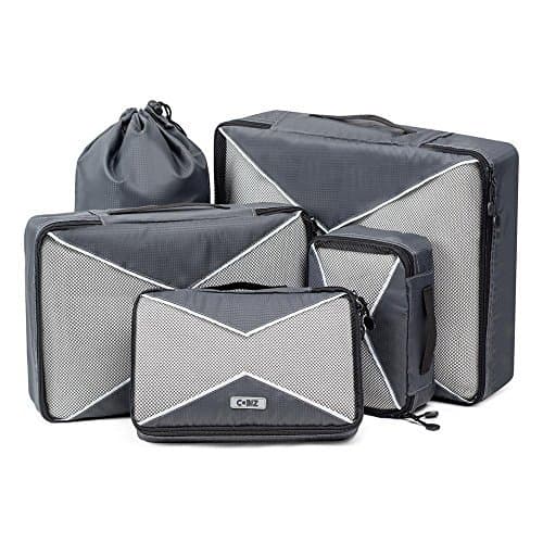 4 Set Packing Cubes，Bonus Free 2 Space Saver Compression Bags with Laundry Bag, Mesh Travel Packing Organizer For Carry On
