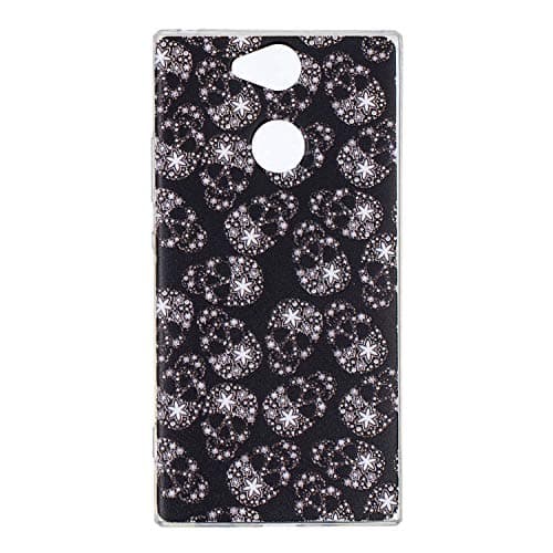 Xperia XA1 Plus Case +[Free Screen Protector],MEECase Design Clear Bumper TPU Soft Case Rubber Silicone Skin Cover for Sony Xperia XA1 Plus (5.5 inch) - Snowflake Skull