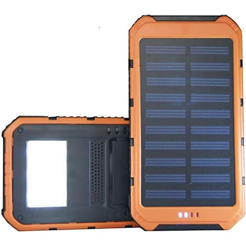 POLEND Multi-function Solar Power Bank,[10000mAh 6 LED Flashlight]Solar Charger Portable Dual USB Solar Power Bank Charged for iPhone, Samsung,iPad,Tablet PC and USB Devices (Black+Orange)