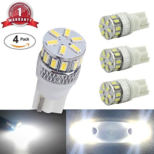 194 168 LED Light bulb, FlashWolves Interior Lights for 194 168 2825 W5W T10 Wedge 18smd Chipsets, Replacement and Reverse T10 White Bulbs (Pack of 4)- White 6000K