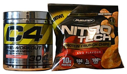 C4 Pre Workout Cherry Limeade (G4) Bundled with One Bag Of MuscleTech Nitro Tech Protein Crunch Chips BBQ Flavor
