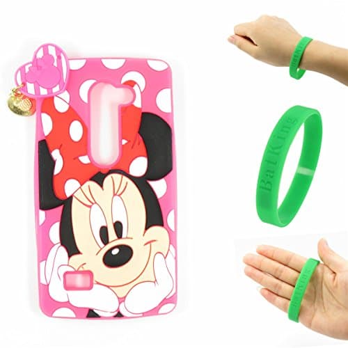 LG Risio Case,LG Risio Minnie Silicone Case,Bat King Pink 3D Cute Cartoon Animal Mouse Minnie Soft Silicone Back Case Cover for LG Risio 4G LTE(Cricket Wireless)(Pendant Minnie)