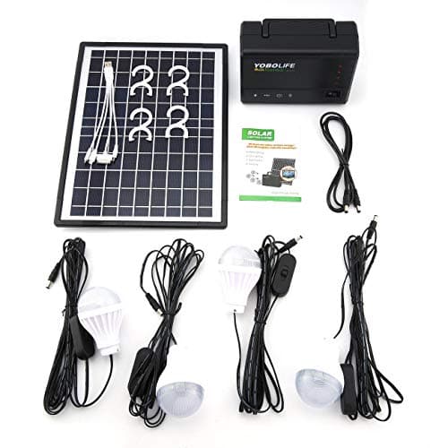 Solar Panel Power Storage Generator with LED Light Bulb USB Charger Portable Handheld Generator Power Box Home System Kit