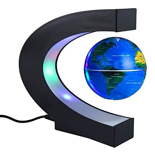 Selaurel Floating Globe with Colored LED Lights C Shape Magnetic Levitation Floating Globe 3”World Map Earth Planet Ball for Home Office Desk Decoration Kids Educational Gift (Magnetic Globe)