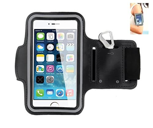 *LIMIT 1 PER ORDER PER CUSTOMER*iPhone 6 Plus Armband, Waterproof iPhone 6 Plus Armband, Sport Armband Case with Key Holder and Headphone Jack Hole for Apple iPhone 6 5.5 inch, iPhone 6 Plus Armband for Sports (Running, Jogging, Gym, Cycling, Walking, Fishing, Exercise,Fitness and etc.) (Black+Gray Reflective Strip)- One item per customer