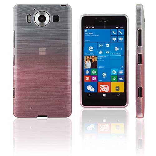 Xcessor Transition Flexible TPU Case with Gradient Silk Thread Texture for Microsoft Lumia 950 - Transparent/Pink
