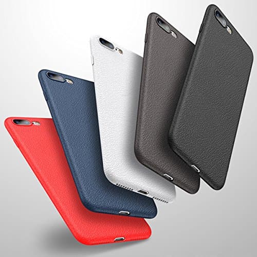 Infiiniity Products Iphone 7 Plus &amp; Iphone 8 Plus Case Flexible TPU Hybrid Slim PREMIUM Leather surface Case for Apple Iphone 7/8 Plus 5.5'' LUXURY Cover Soft Silicone Ultra Thin (White)