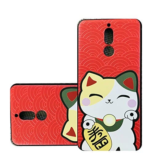 Huawei Mate 10 Lite Case,Jilika TPU Soft Painted Patterns Full Protection of The Phone Shell For Huawei Mate 10 Lite (Golden cat)