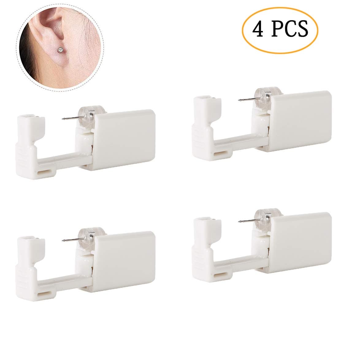 4 Pcs Disposable Self Ear Piercing Gun Kit,Ear Piercing Units Tool with Earring Studs