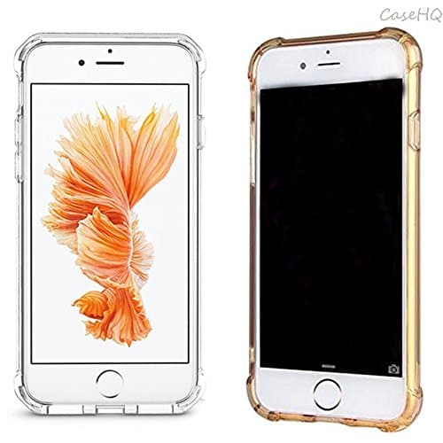 [2 Pack] iPhone 7 Case CaseHQ Premium TPU Ultra Slim Fit Anti-scratch Thin Cute Lovely Shockproof Bumper Shock Absorbing Cover Extreme Lightweight Gel TPU Rubber Skin(Clear+Golden iPhone 7 Case)