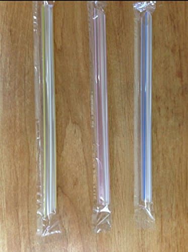 150 pcs Extra Wide Individually Wrap Boba Bubble Tea Fat Drinking Straws, 8-1/4" Long, Color Strips