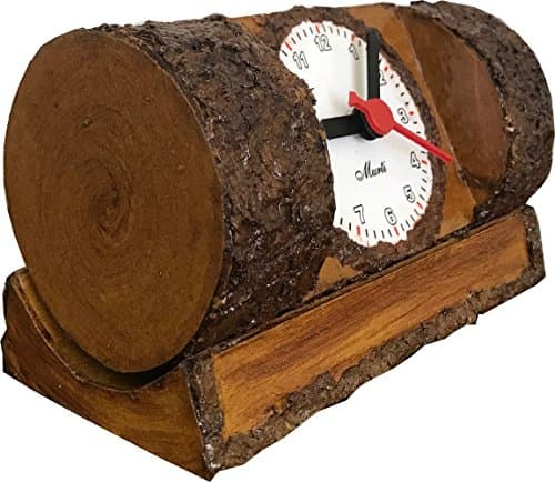 Murti Shop Wooden Desk Clock, Decorative Office Table Clock Silent Desk Table Clock Non Ticking Quartz Movement Battery Operated, Easy to Read, Brown Small Desk Clock Size: 5.7 x 3.3 x 3 Inc